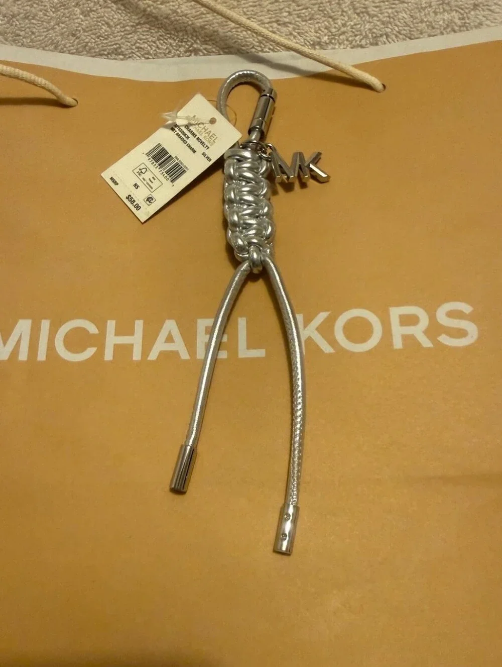 Michael Kors Silver Braided Keychain Charm